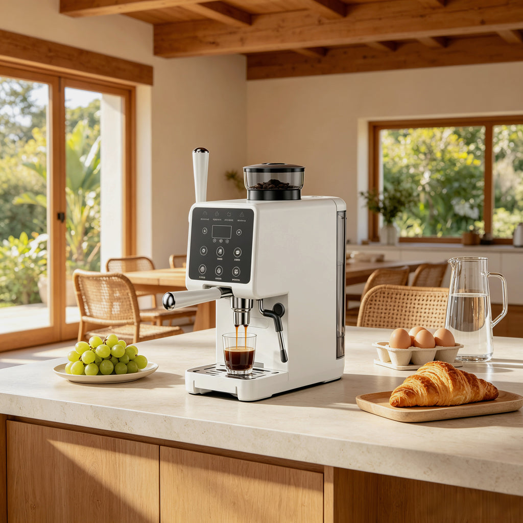 Home Barista 3‑in‑1 Espresso Machine | Built‑in Grinder & Steam Milk Frother