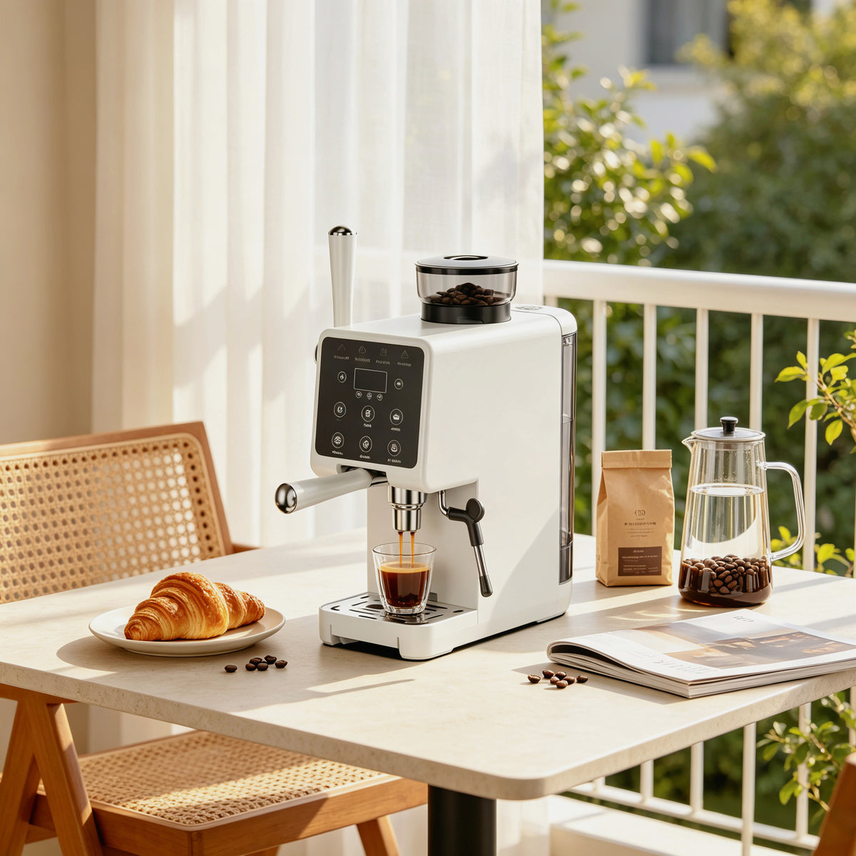 Home Barista 3‑in‑1 Espresso Machine | Built‑in Grinder & Steam Milk Frother